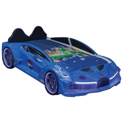 Premium Racing Blue Double Car Bed for Kids