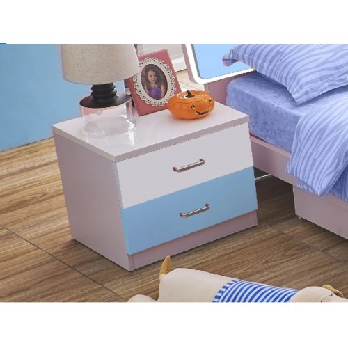 SkyLoom Kids Bedside Table – Stylish Blue & White Design with Ample Storage Drawers for Essentials