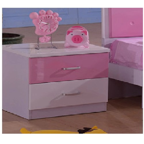 Starry Charm Kids Bedside Table – Vibrant Pink & White Design with Durable Storage Drawers